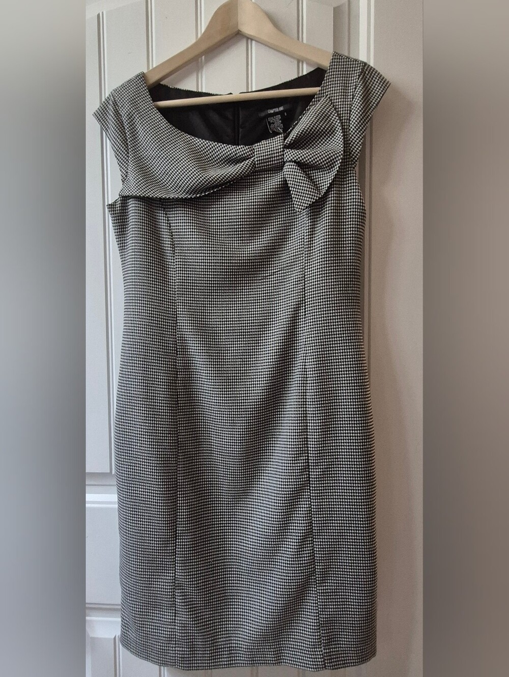 Womens Vintage Chapter One Sleeveless Houndstooth Sheath Dress Sz 8